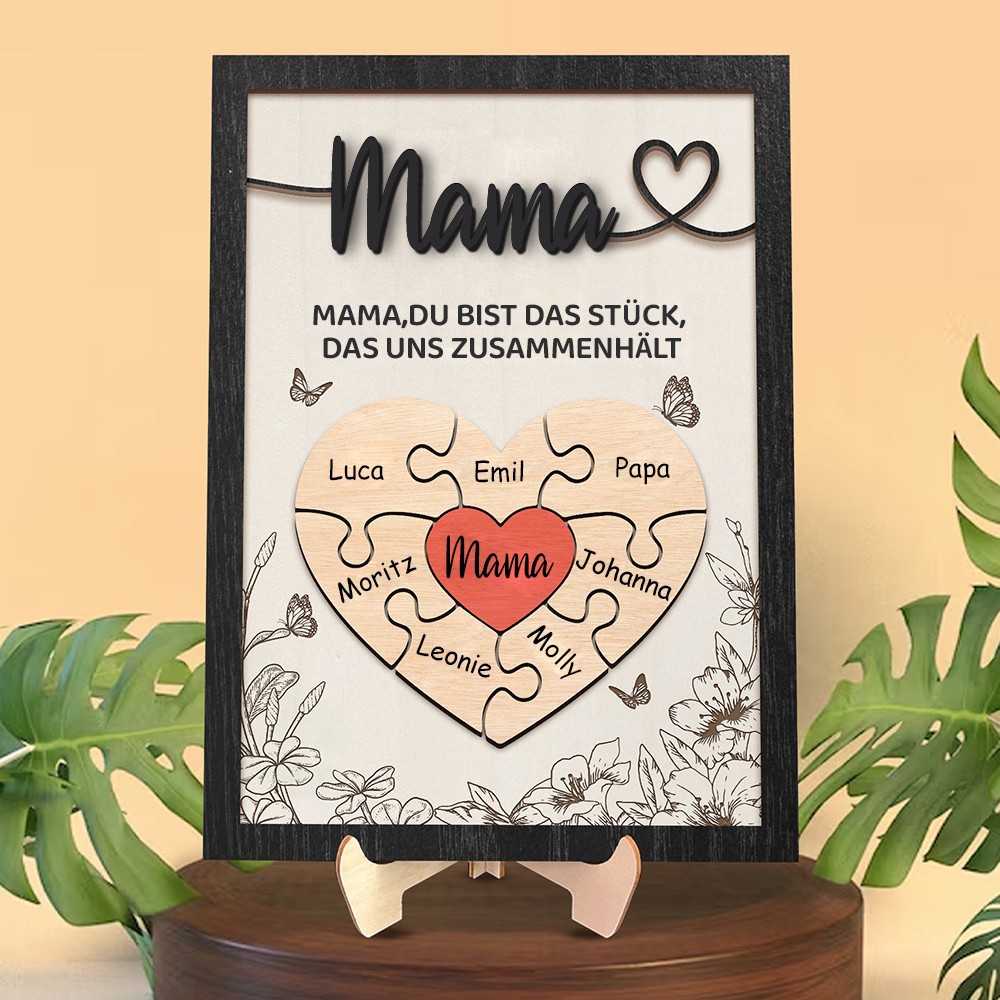 Personalisierte Muttertag Puzzle Zeichen | Mama Du bist das Stück, das uns zusammenhält | Muttertag Geschenk