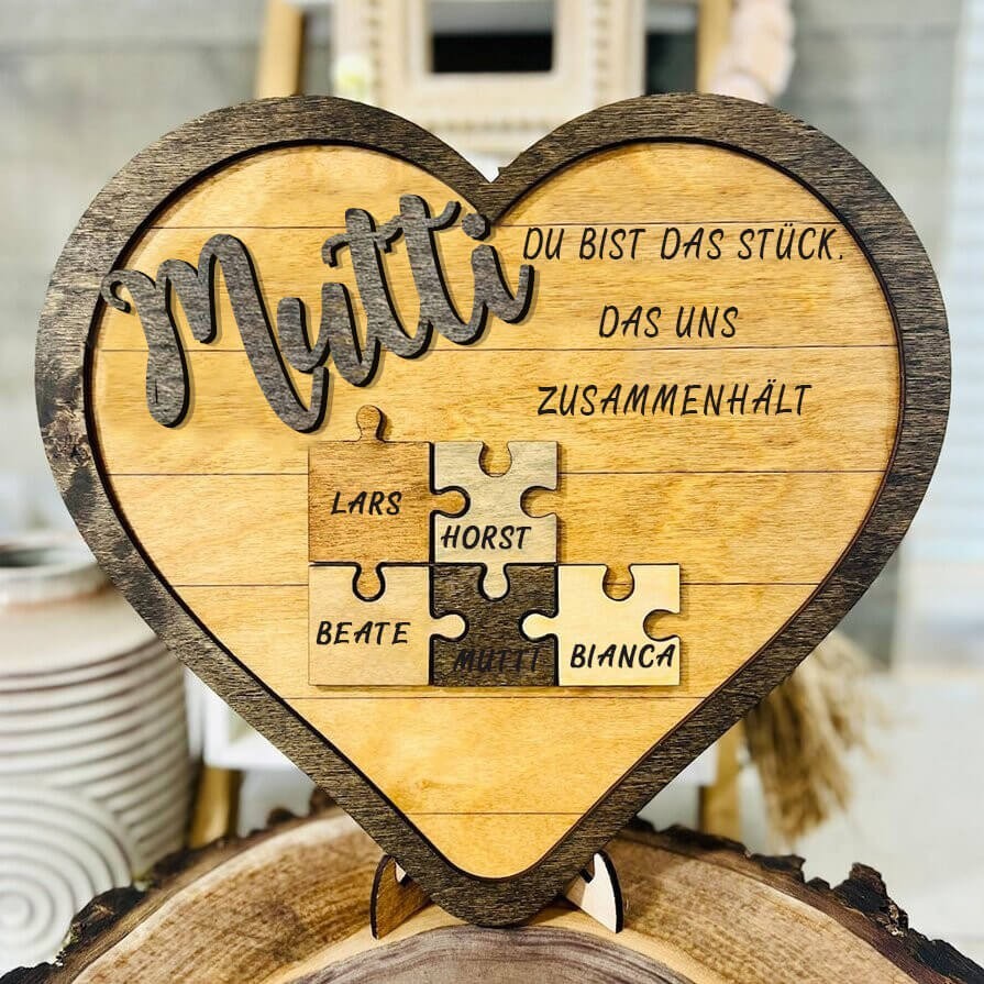 Personalisierte Muttertag Puzzle Zeichen | Mama Du bist das Stück, das uns zusammenhält | Muttertag Geschenk
