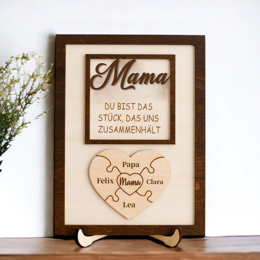 Personalisierte Muttertag Puzzle Zeichen | Mama Du bist das Stück, das uns zusammenhält | Muttertag Geschenk