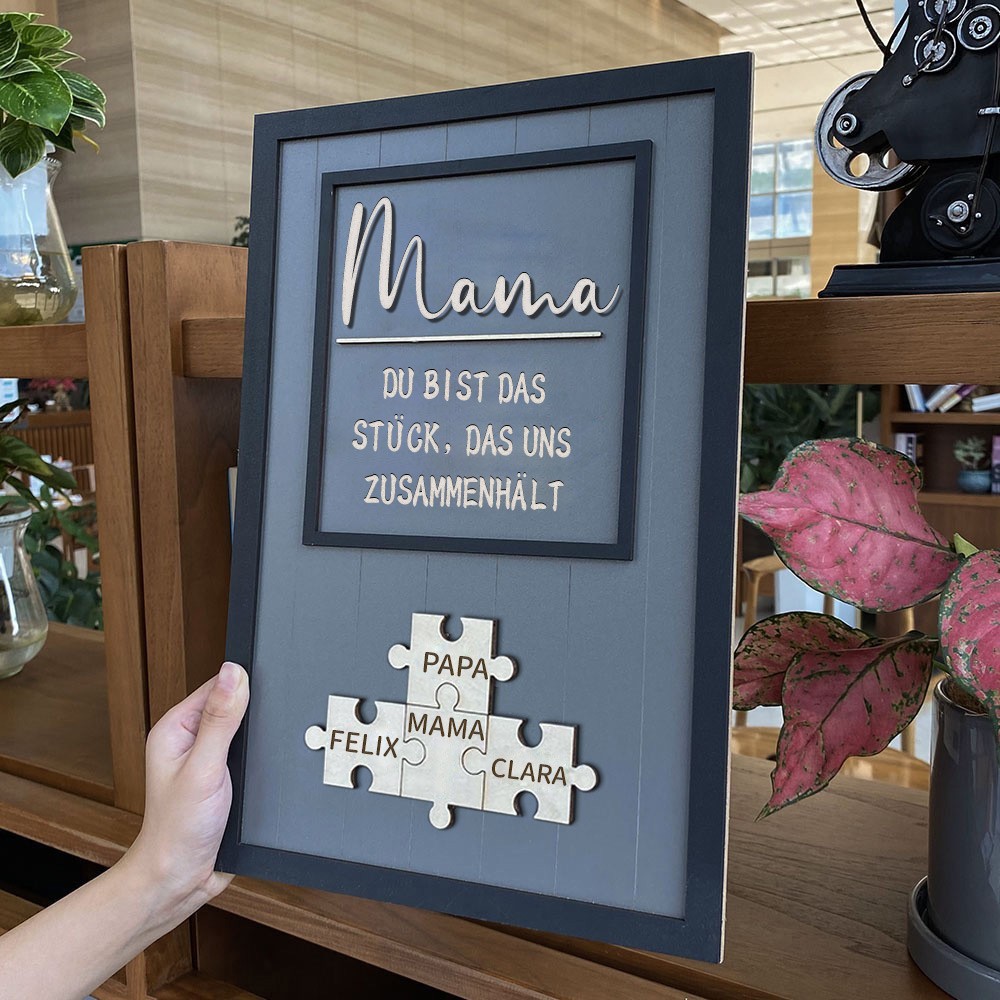 Personalisierte Muttertag Puzzle Zeichen | Mama Du bist das Stück, das uns zusammenhält | Muttertag Geschenk