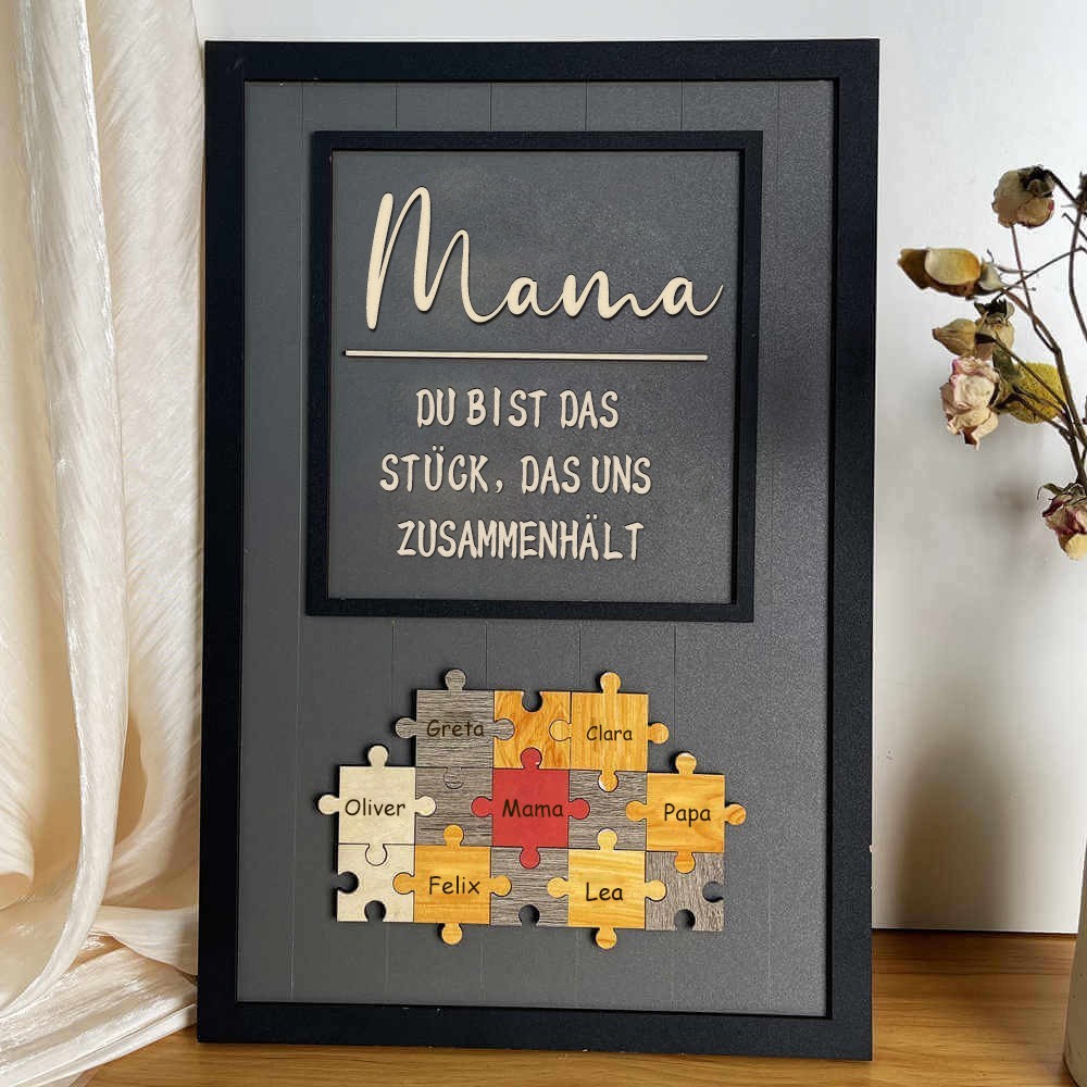 Personalisierte Muttertag Puzzle Zeichen | Mama Du bist das Stück, das uns zusammenhält | Muttertag Geschenk