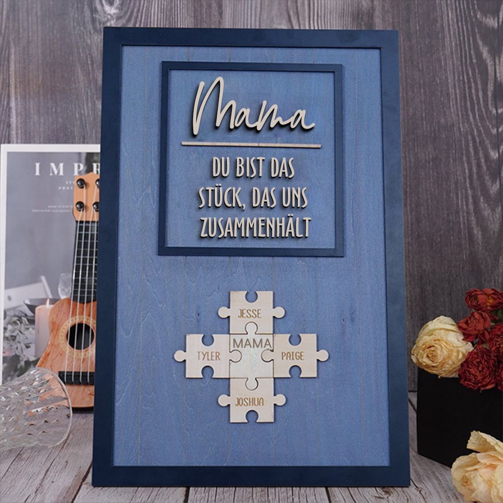 Personalisierte Muttertag Puzzle Zeichen | Mama Du bist das Stück, das uns zusammenhält | Muttertag Geschenk
