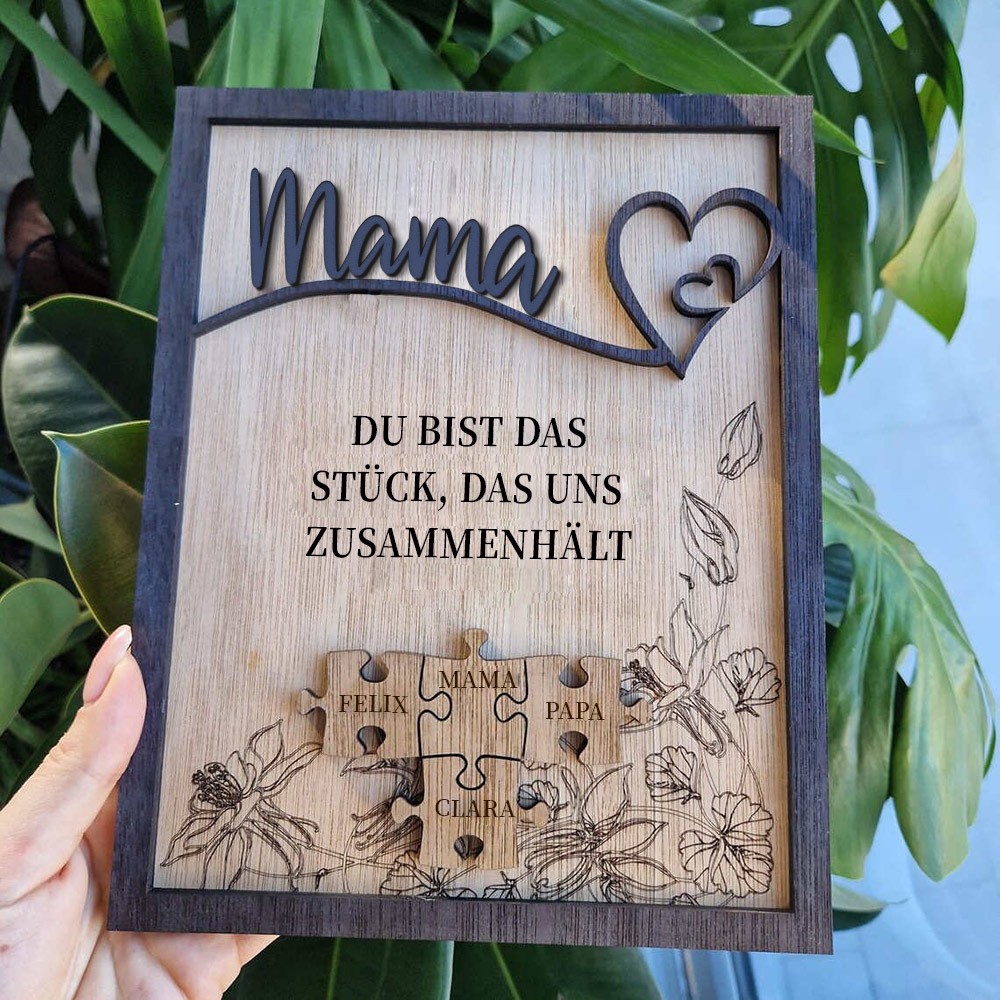 Personalisierte Muttertag Puzzle Zeichen | Mama Du bist das Stück, das uns zusammenhält | Muttertag Geschenk