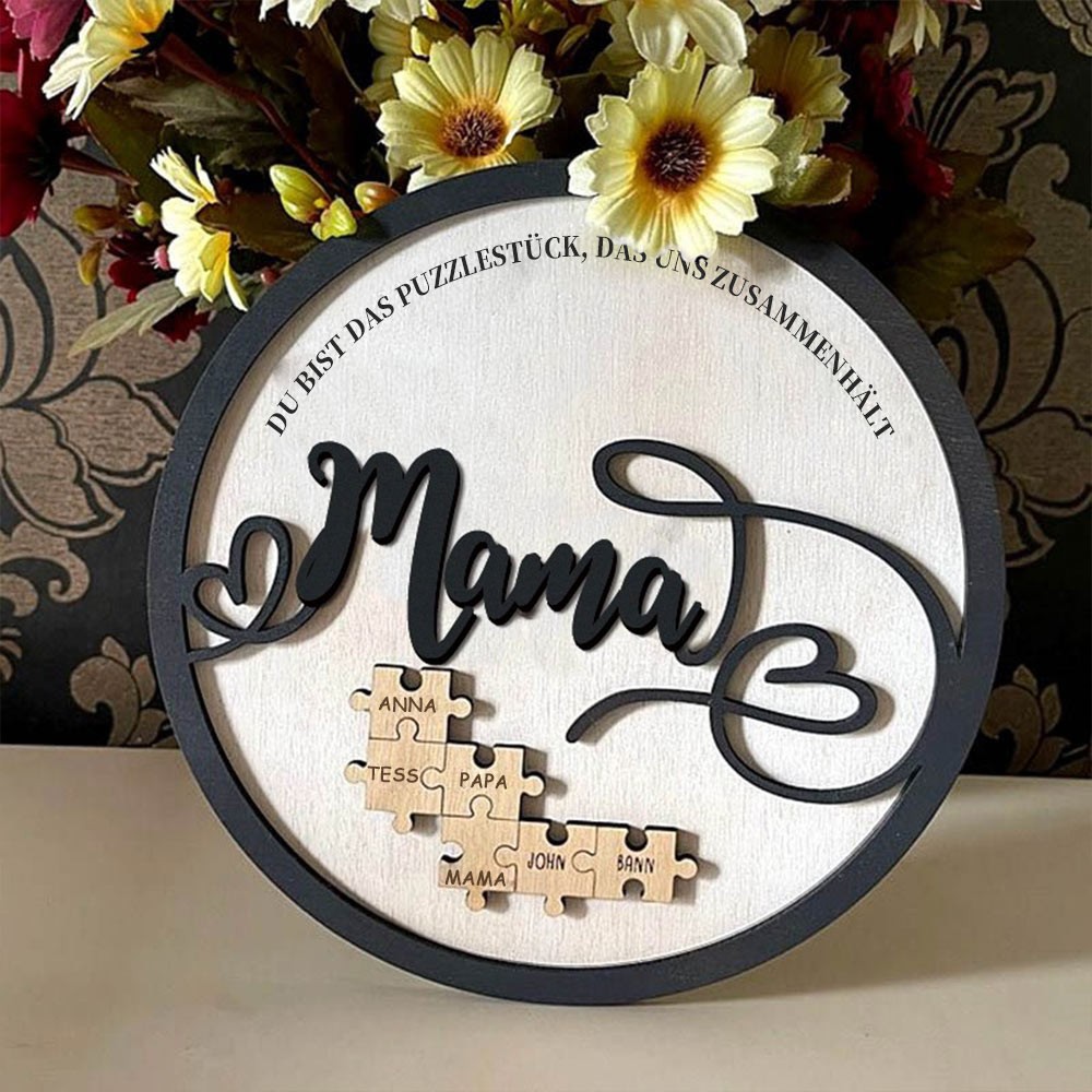 Personalisierte Muttertag Puzzle Zeichen | Mama Du bist das Puzzlestück, das uns zusammenhält | Muttertag Geschenk