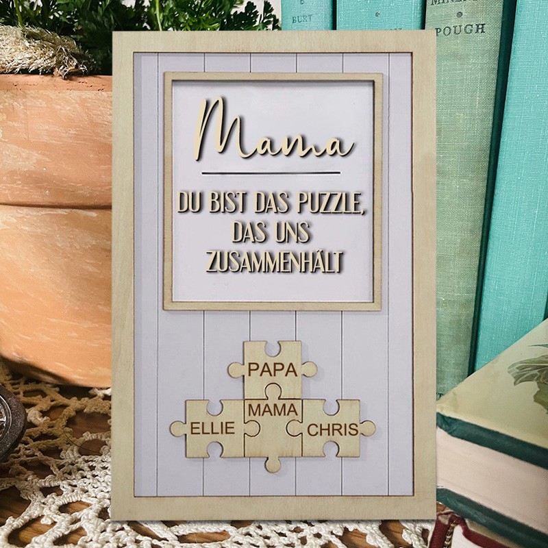 Personalisierte Muttertag Puzzle Zeichen | Mama Du bist das Stück, das uns zusammenhält | Muttertag Geschenk