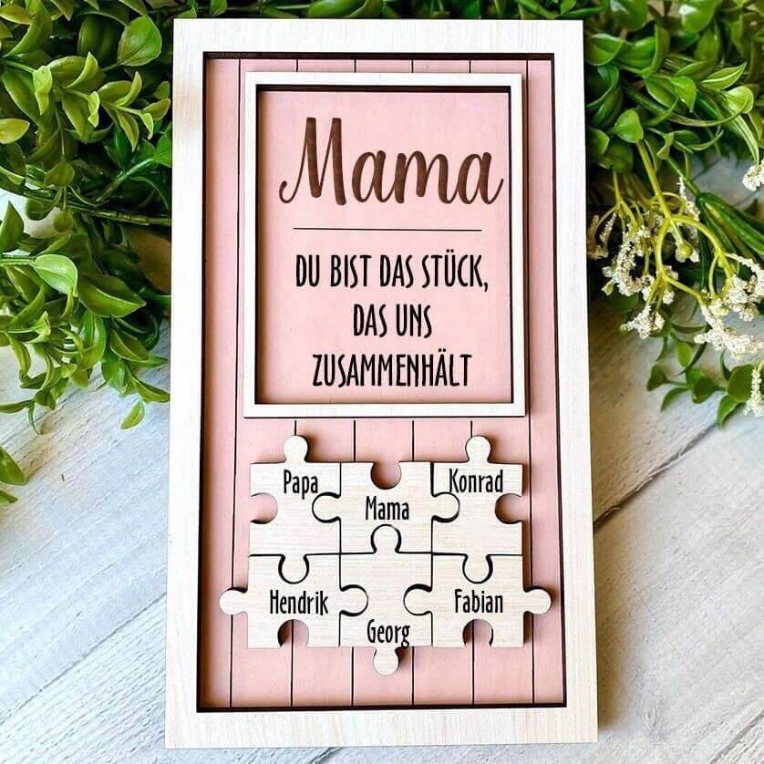 Personalisierte Muttertag Puzzle Zeichen | Mama Du bist das Stück, das uns zusammenhält | Muttertag Geschenk