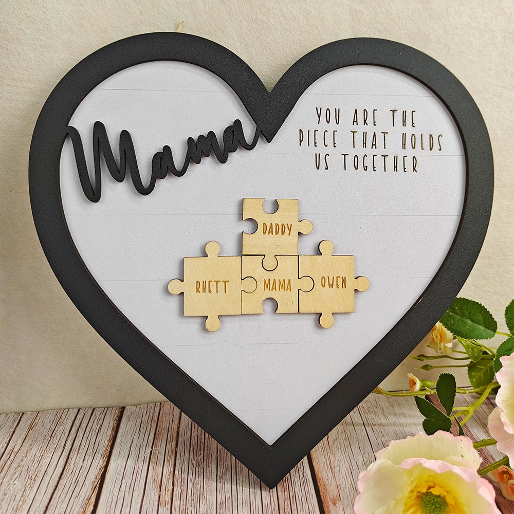 Personalisierte Muttertag Puzzle Zeichen | Mama Du bist das Stück, das uns zusammenhält | Muttertag Geschenk