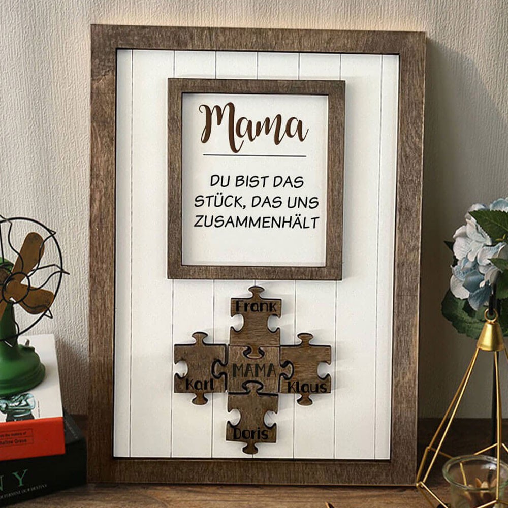 Personalisierte Muttertag Puzzle Zeichen | Mama Du bist das Stück, das uns zusammenhält | Muttertag Geschenk