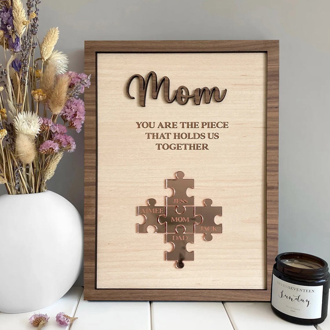 Personalisierte Muttertag Puzzle Zeichen | Mama You Are The Piece That Holds Us Together| Muttertag Geschenk