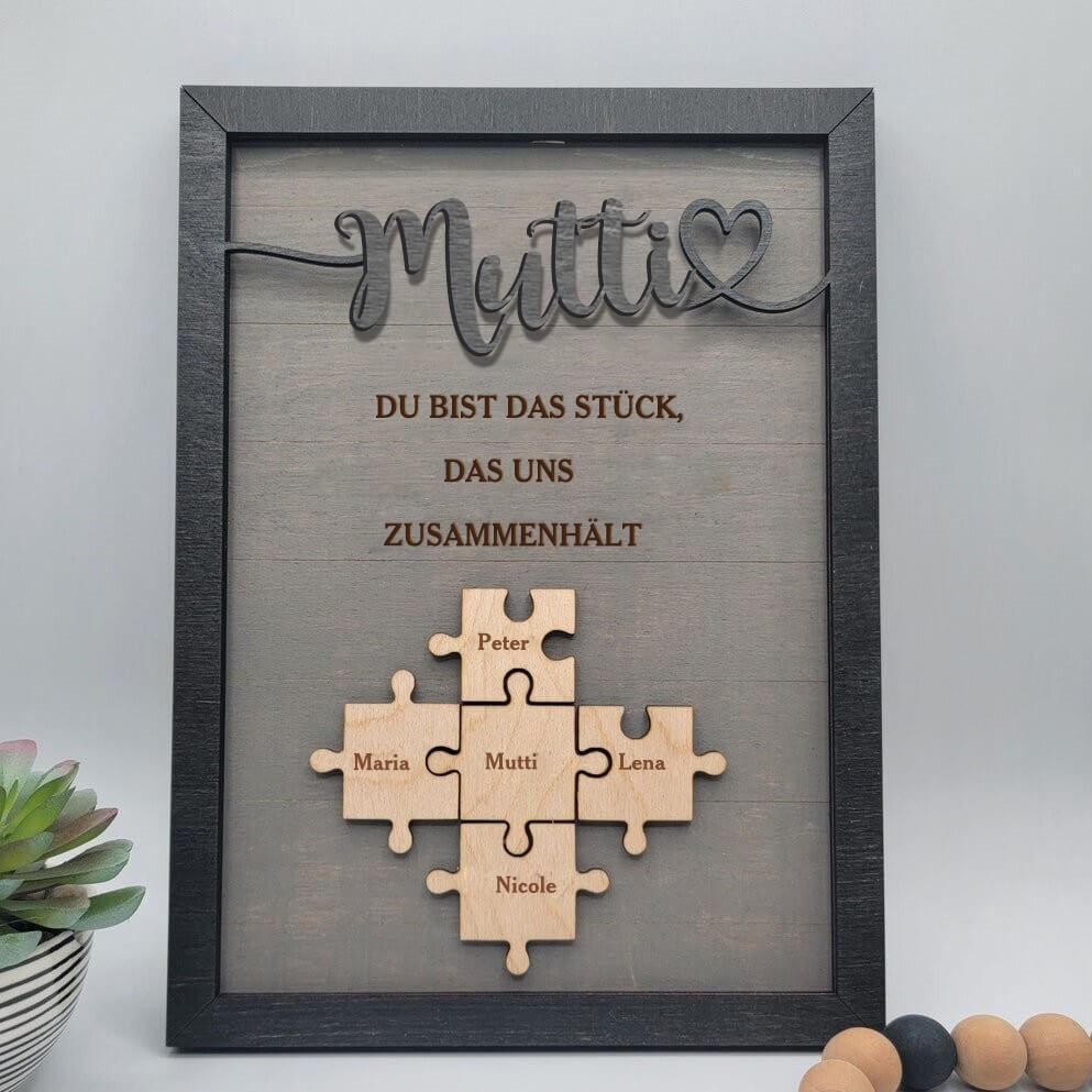 Personalisierte Muttertag Puzzle Zeichen | Mama Du bist das Stück, das uns zusammenhält | Muttertag Geschenk