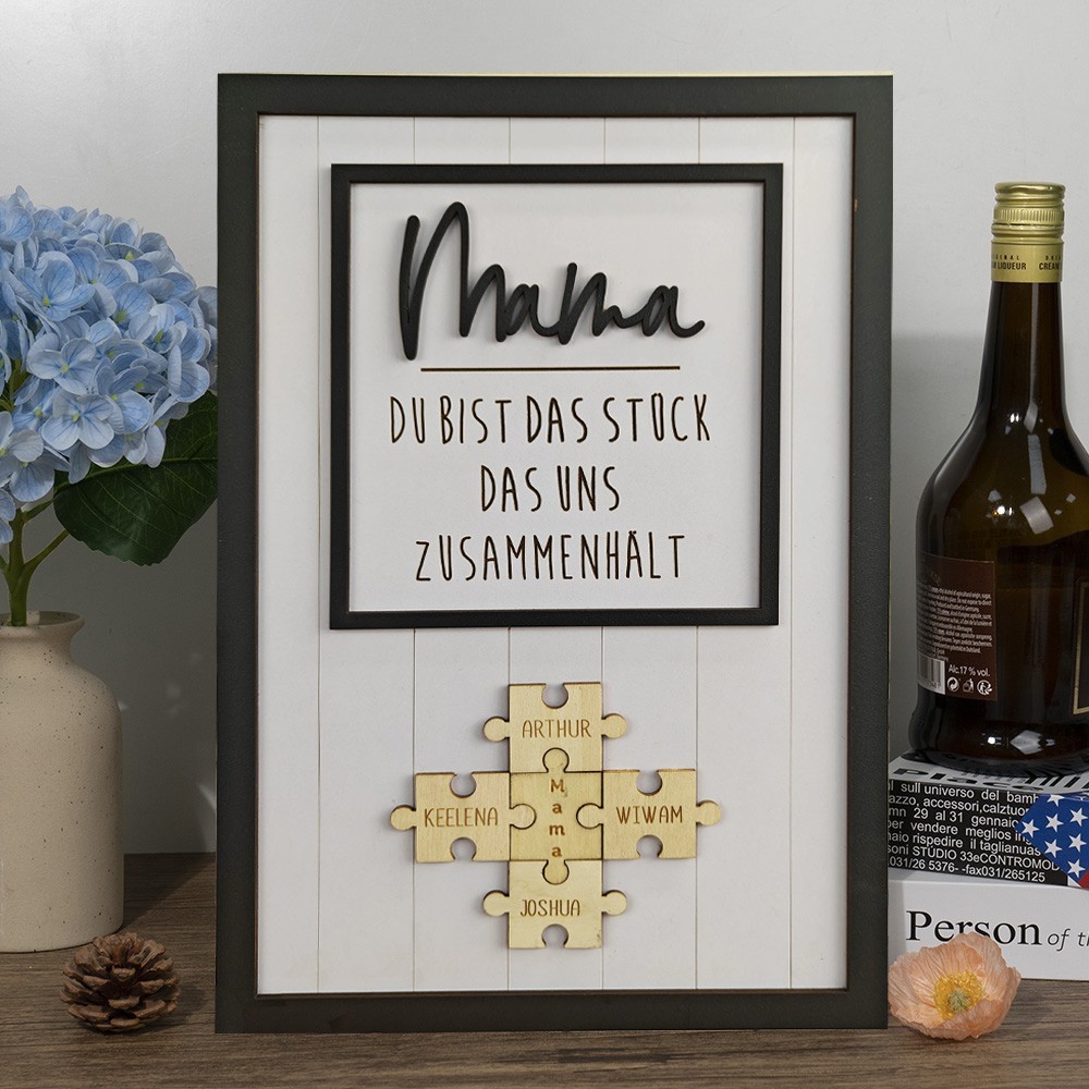 Personalisierte Muttertag Puzzle Zeichen | Mama Du bist das Stück, das uns zusammenhält | Muttertag Geschenk