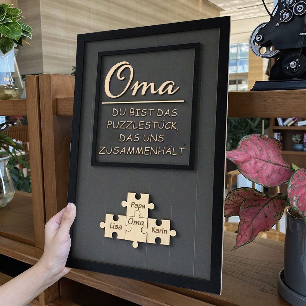 Personalisierte Muttertag Puzzle Zeichen | Oma Du bist das Puzzlestück, das uns zusammenhält | Muttertag Geschenk