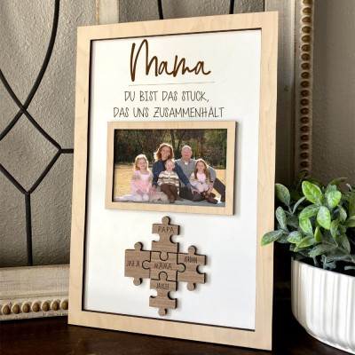 Personalisierte Muttertag Puzzle Zeichen | Mama Du bist das Puzzle, das uns zusammenhält | Muttertag Geschenk