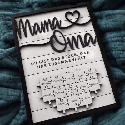 Personalisierte Muttertag Puzzle Zeichen | Mama Du bist das Stück, das uns zusammenhält | Muttertag Geschenk