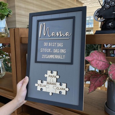 Personalisierte Muttertag Puzzle Zeichen | Mama Du bist das Stück, das uns zusammenhält | Muttertag Geschenk