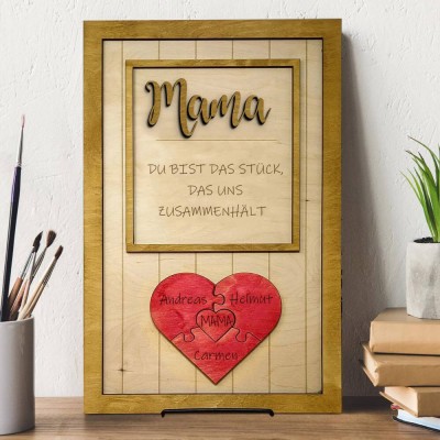 Personalisierte Muttertag Puzzle Zeichen | Mama Du bist das Stück, das uns zusammenhält | Muttertag Geschenk