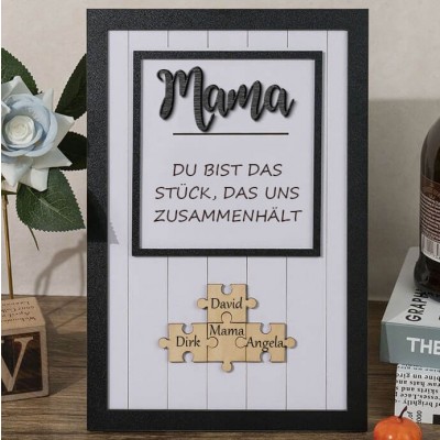 Personalisierte Muttertag Puzzle Zeichen | Mama Du bist das Stück, das uns zusammenhält | Muttertag Geschenk