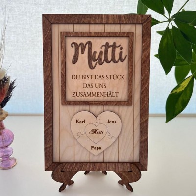 Personalisierte Muttertag Puzzle Zeichen | Mama Du bist das Stück, das uns zusammenhält | Muttertag Geschenk