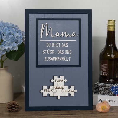 Personalisierte Muttertag Puzzle Zeichen | Mama Du bist das Stück, das uns zusammenhält | Muttertag Geschenk