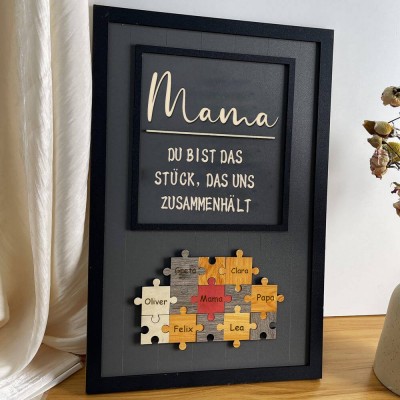 Personalisierte Muttertag Puzzle Zeichen | Mama Du bist das Stück, das uns zusammenhält | Muttertag Geschenk