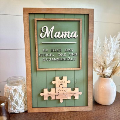 Personalisierte Muttertag Puzzle Zeichen | Mama Du bist das Puzzle, das uns zusammenhält | Muttertag Geschenk