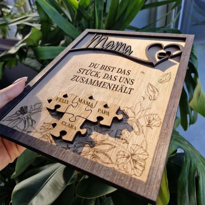 Personalisierte Muttertag Puzzle Zeichen | Mama Du bist das Stück, das uns zusammenhält | Muttertag Geschenk