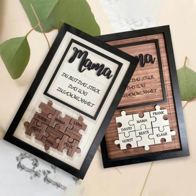 Personalisierte Muttertag Puzzle Zeichen | Mama Du bist das Stück, das uns zusammenhält | Muttertag Geschenk