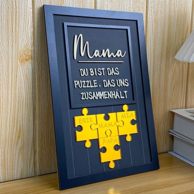 Personalisierte Muttertag Puzzle Zeichen | Mama Du bist das Puzzleteil, das uns zusammenhält | Muttertag Geschenk