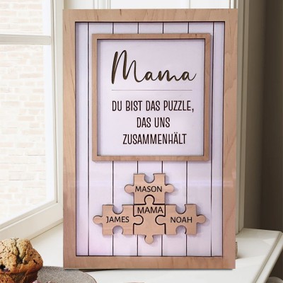 Personalisierte Muttertag Puzzle Zeichen | Mama Du bist das Puzzlestück, das uns zusammenhält | Muttertag Geschenk