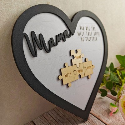 Personalisierte Muttertag Puzzle Zeichen | Mama Du bist das Stück, das uns zusammenhält | Muttertag Geschenk