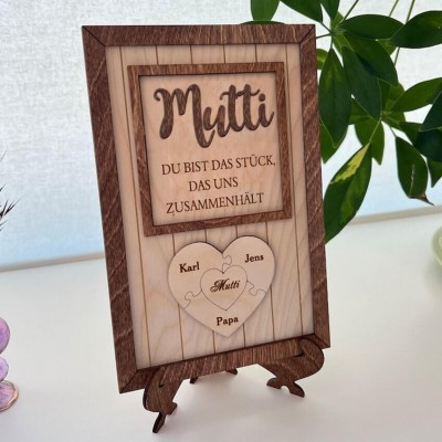 Personalisierte Muttertag Puzzle Zeichen | Mama Du bist das Stück, das uns zusammenhält | Muttertag Geschenk