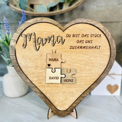 Personalisierte Muttertag Puzzle Zeichen | Mama Du bist das Stück, das uns zusammenhält | Muttertag Geschenk